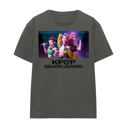 Charcoal - Front - K-Pop Demon Hunters Womens-Ladies Huntrix Group Singing T-Shirt