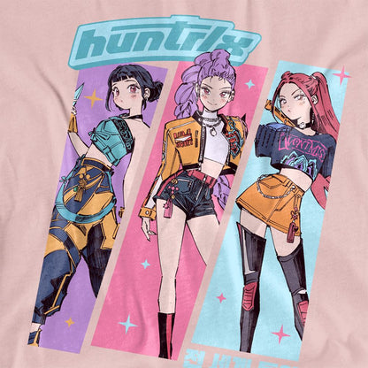 Pink - Side - K-Pop Demon Hunters Womens-Ladies Huntrix Anime Sketch T-Shirt