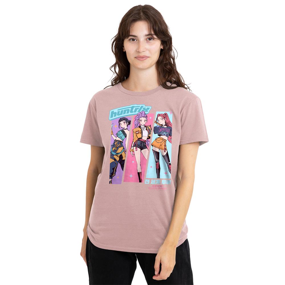 Pink - Lifestyle - K-Pop Demon Hunters Womens-Ladies Huntrix Anime Sketch T-Shirt