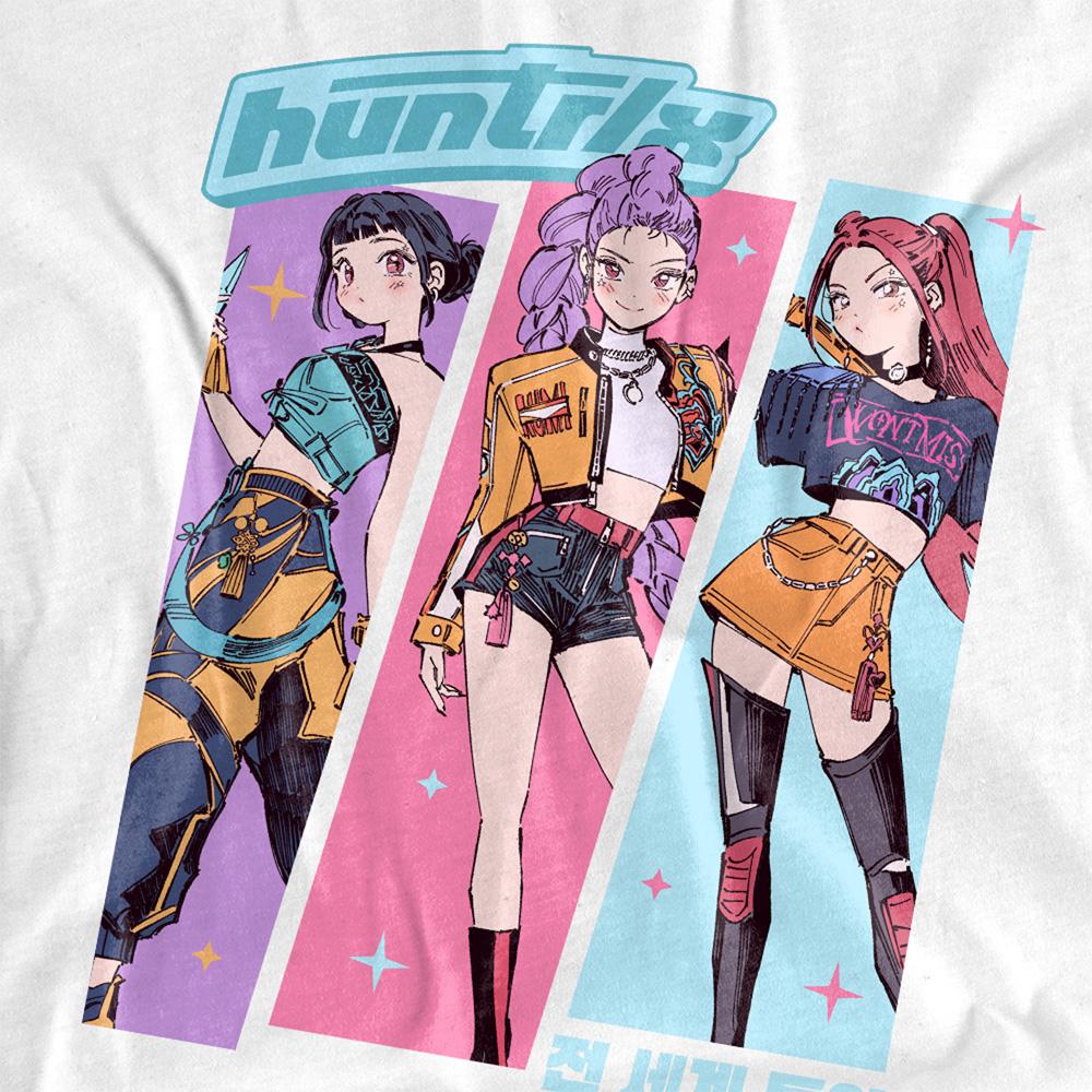 White - Side - K-Pop Demon Hunters Womens-Ladies Huntrix Anime Sketch T-Shirt