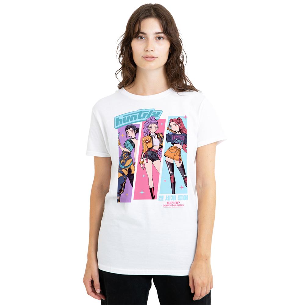 White - Lifestyle - K-Pop Demon Hunters Womens-Ladies Huntrix Anime Sketch T-Shirt
