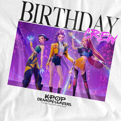 White - Side - K-Pop Demon Hunters Womens-Ladies Huntrix Birthday Crew Group T-Shirt