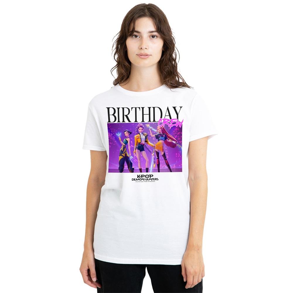 White - Lifestyle - K-Pop Demon Hunters Womens-Ladies Huntrix Birthday Crew Group T-Shirt