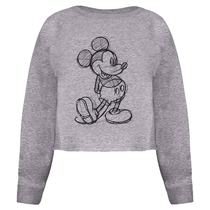 Sports Grey - Front - Disney Womens-Ladies Mickey Mouse Sketch Crop Sweatshirt