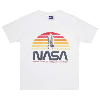 White - Front - NASA Boys Sunset T-Shirt