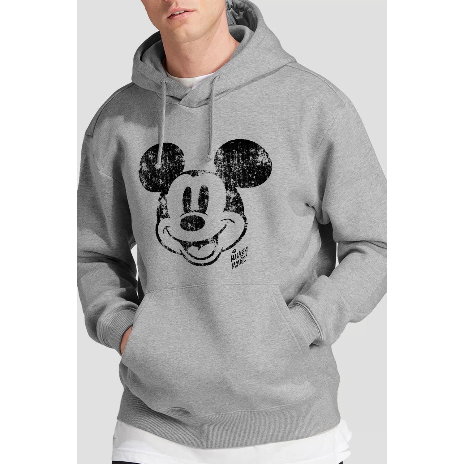 Sport Heather - Lifestyle - Disney Mens Mickey Mouse Face Distress Hoodie
