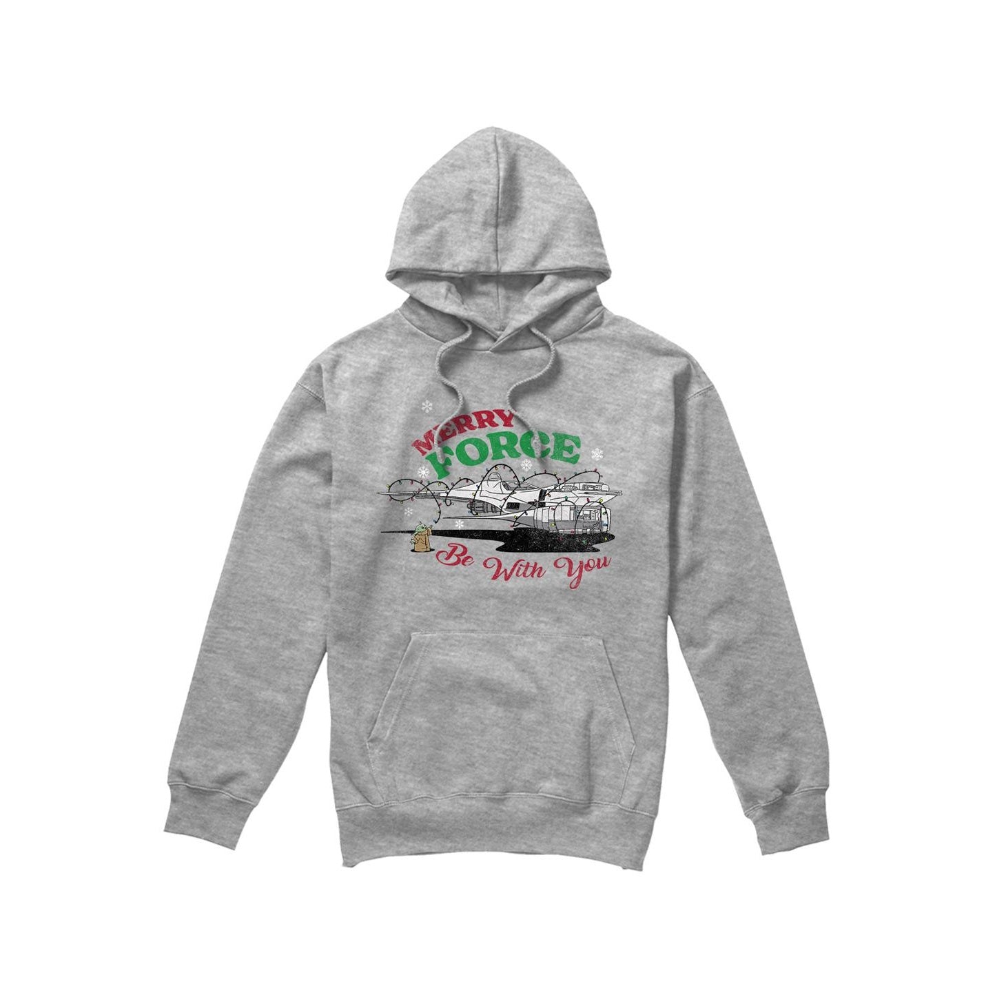 Sport Heather - Front - Star Wars: The Mandalorian Mens Merry Force Be With You Grogu Hoodie
