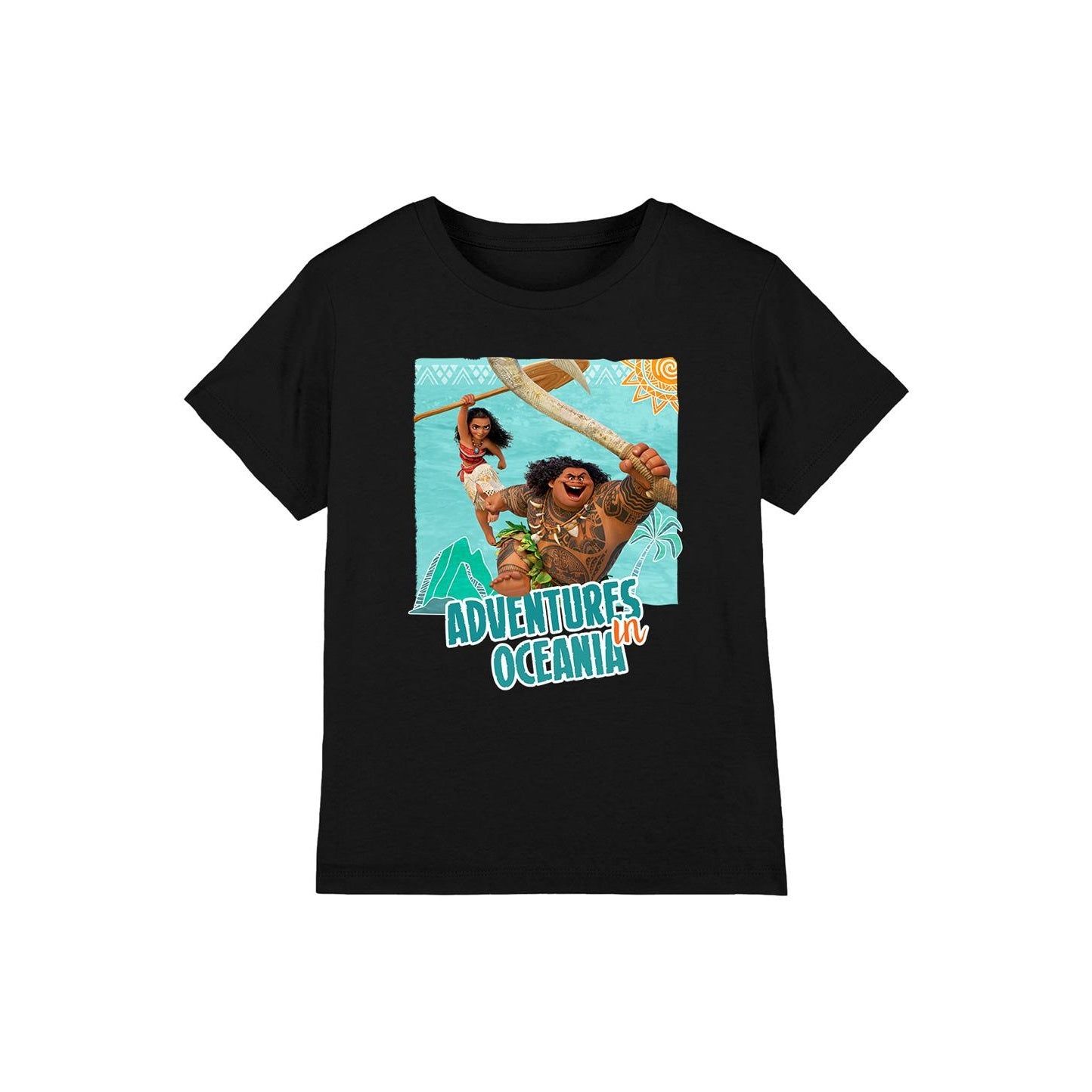 Black - Front - Moana Childrens-Kids Adventures In Oceania Maui Moana T-Shirt