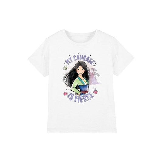 White - Front - Mulan Childrens-Kids My Courage Is Fierce T-Shirt