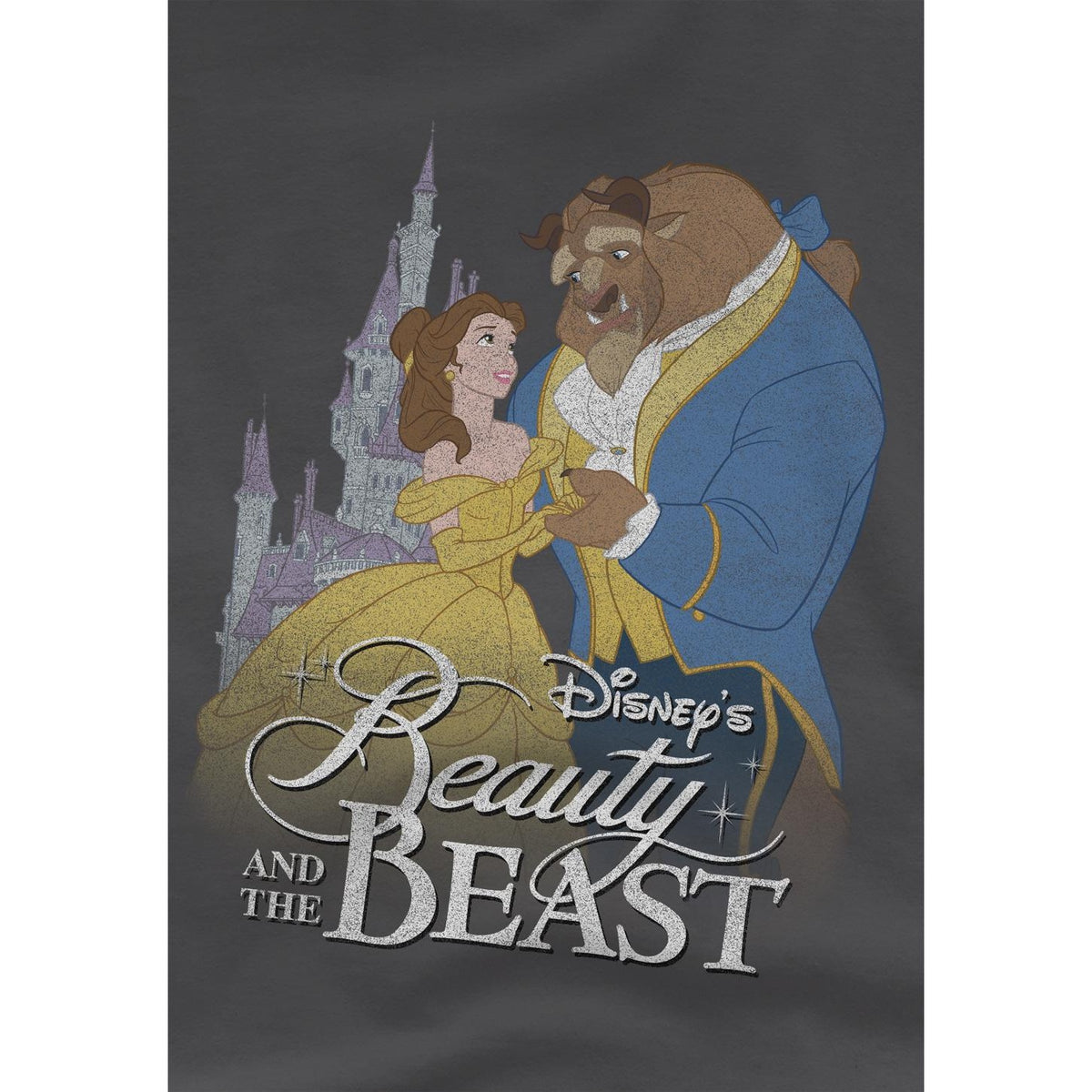 Charcoal - Side - Beauty And The Beast Childrens-Kids Belle Beast Castle T-Shirt