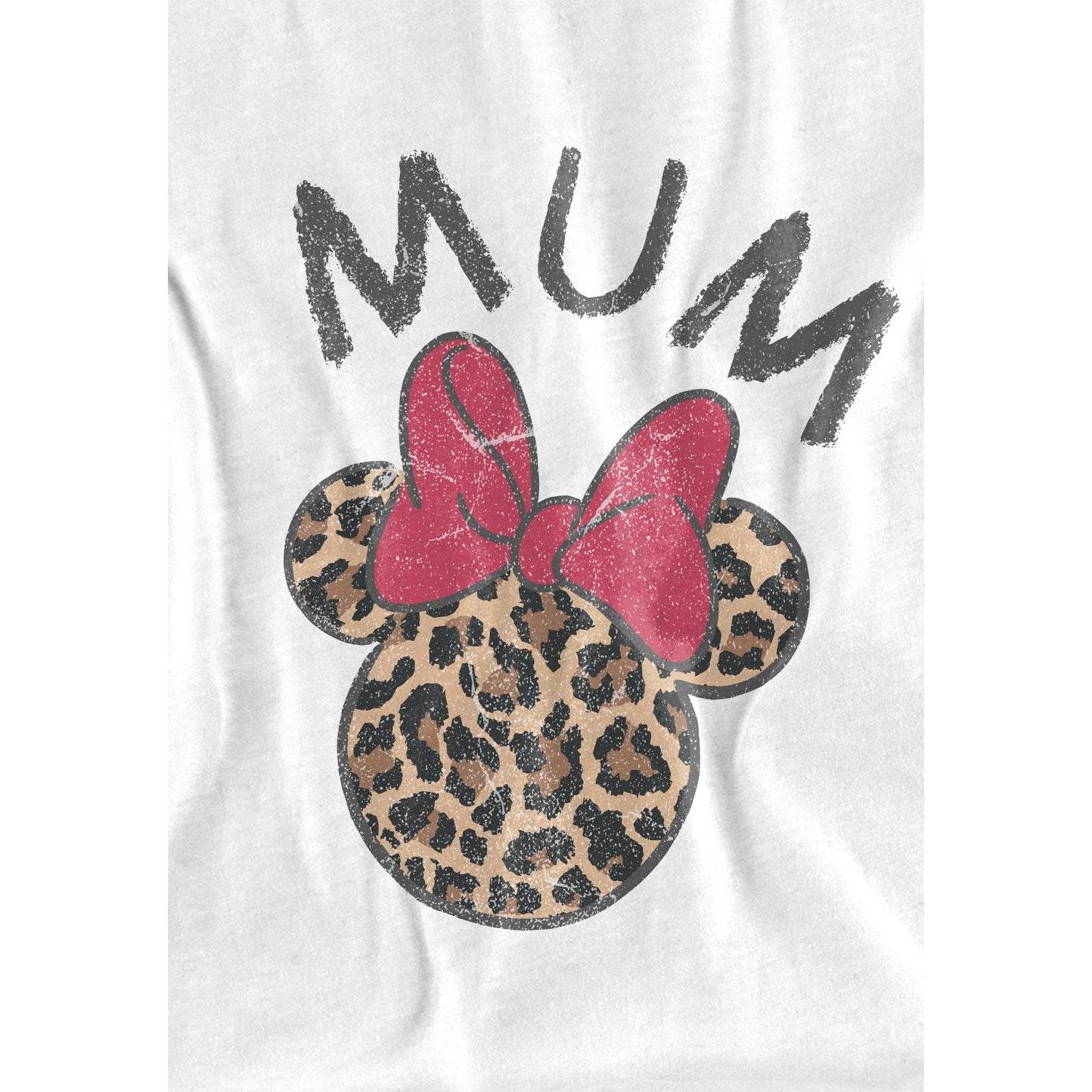 White - Lifestyle - Disney Childrens-Kids Mum Minnie Mouse Leopard Print Mothers Day T-Shirt