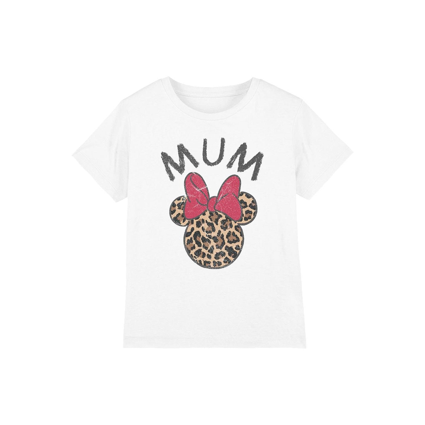 White - Front - Disney Childrens-Kids Mum Minnie Mouse Leopard Print Mothers Day T-Shirt