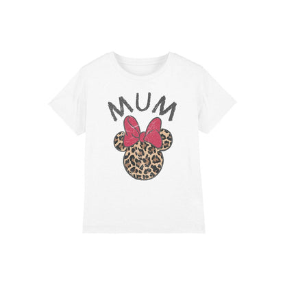 White - Front - Disney Childrens-Kids Mum Minnie Mouse Leopard Print Mothers Day T-Shirt
