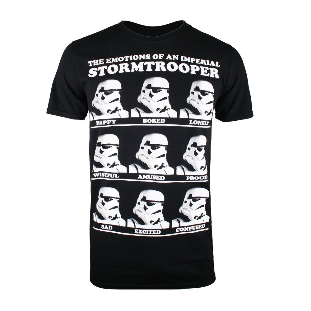 Black-White - Front - Star Wars Mens Emotions Stormtrooper Cotton T-Shirt