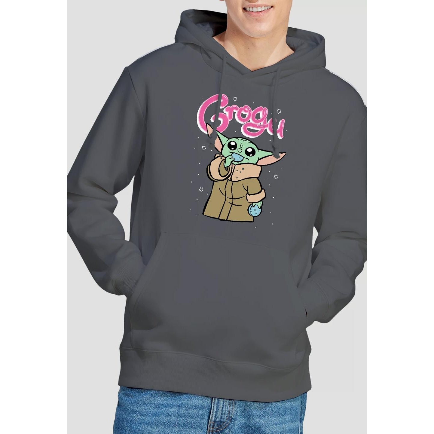 Charcoal - Lifestyle - Star Wars: The Mandalorian Mens Grogu Bubble Hoodie
