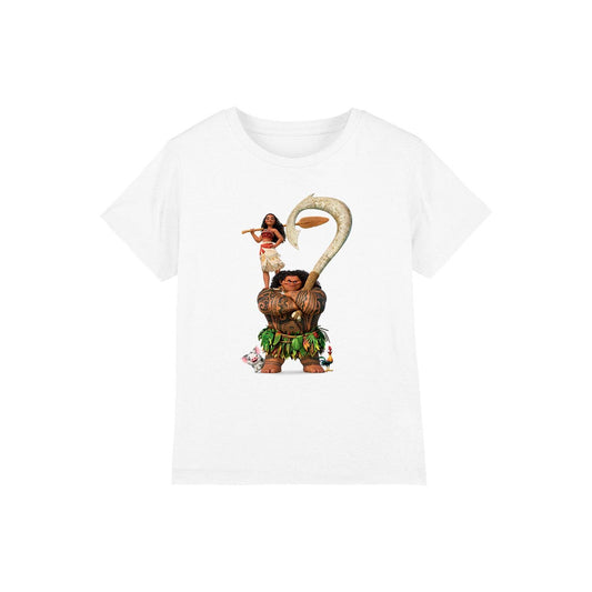 White - Front - Moana Childrens-Kids Maui Moana Stacked T-Shirt