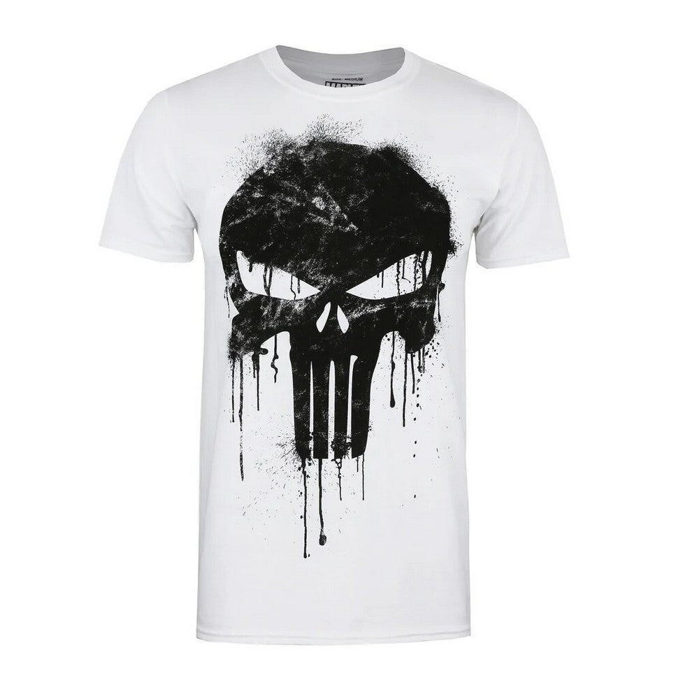 White - Front - The Punisher Mens Skull T-Shirt