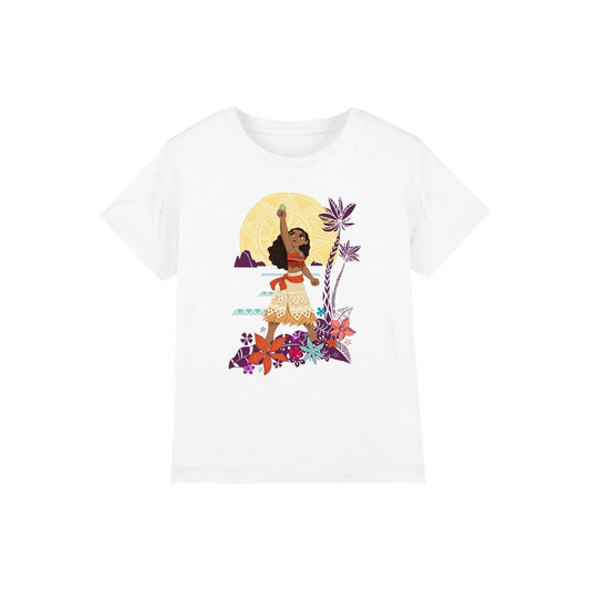 White - Front - Moana Childrens-Kids Heart Sunset T-Shirt