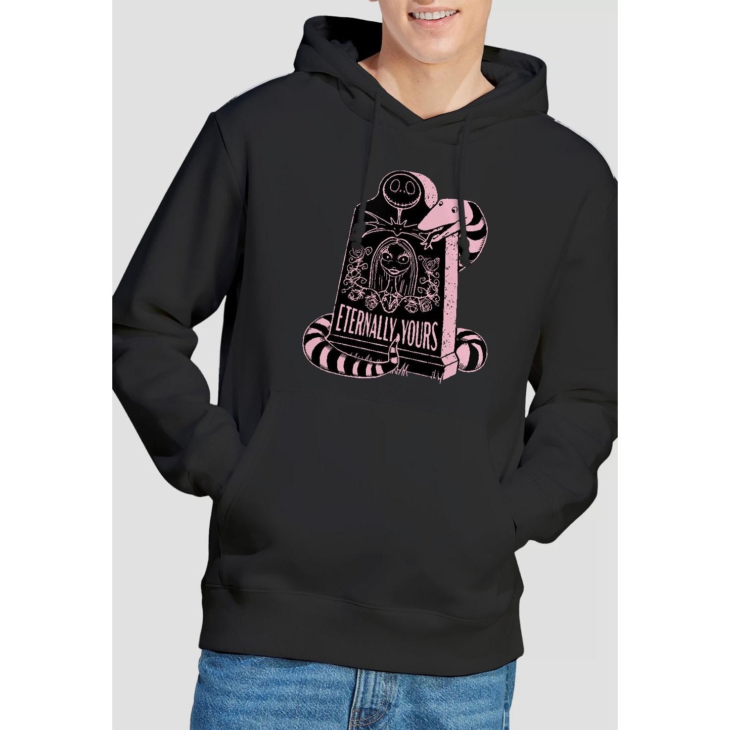 Black - Back - The Nightmare Before Christmas Mens Eternally Yours Valentine`s Day Hoodie