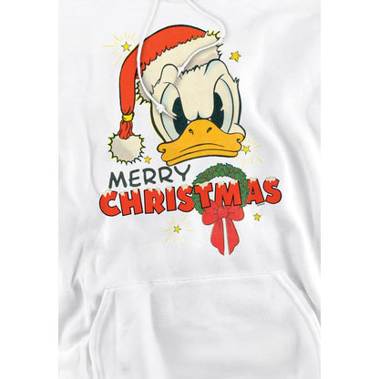 White - Side - Disney Mens Merry Christmas Donald Duck Hoodie
