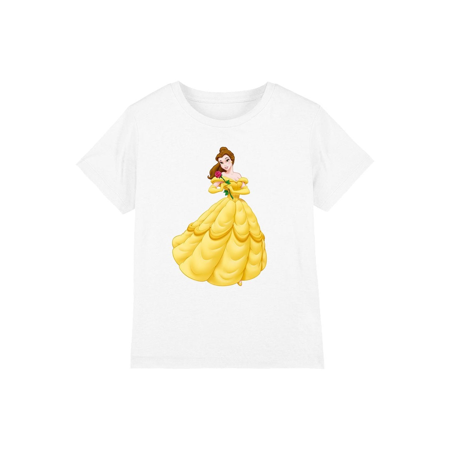 White - Front - Beauty And The Beast Childrens-Kids Belle Rose T-Shirt