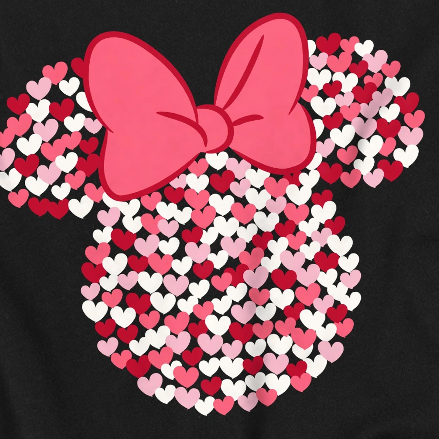Black - Pack Shot - Disney Childrens-Kids Minnie Mouse Heart Ears Silhouette Valentine`s Day T-Shirt