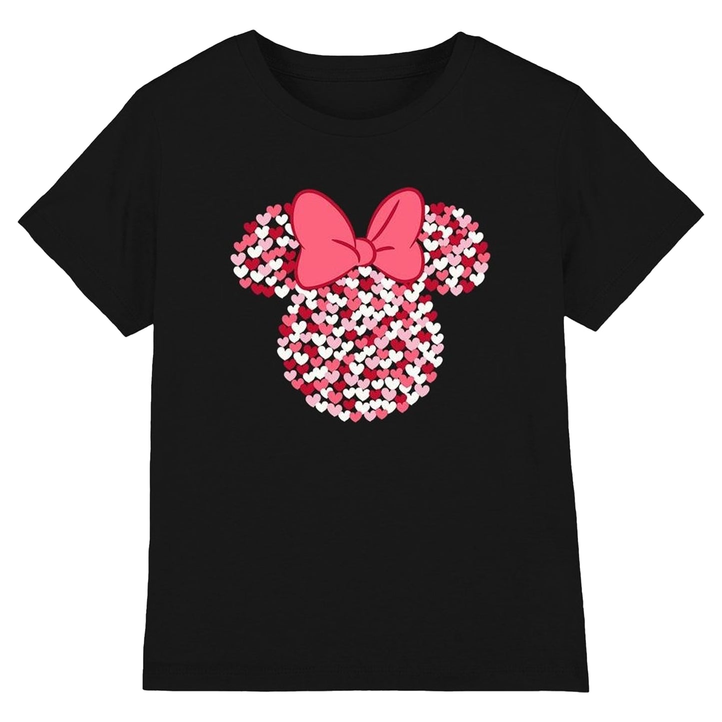 Black - Front - Disney Childrens-Kids Minnie Mouse Heart Ears Silhouette Valentine`s Day T-Shirt