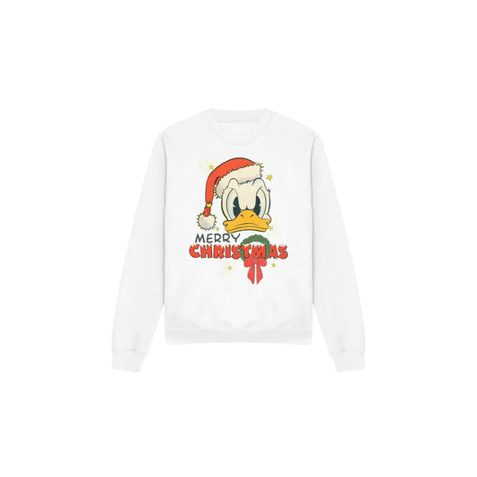 White - Front - Disney Unisex Adult Merry Christmas Donald Duck Sweatshirt