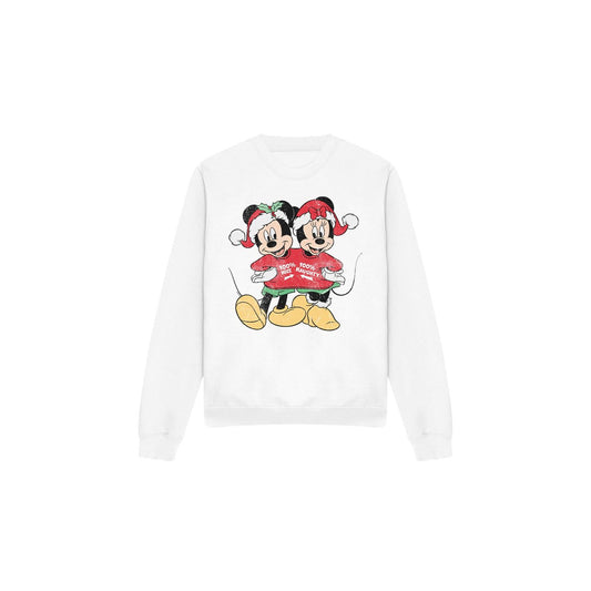 White - Front - Disney Unisex Adult Mickey & Minnie Mouse Christmas Sweater Sweatshirt