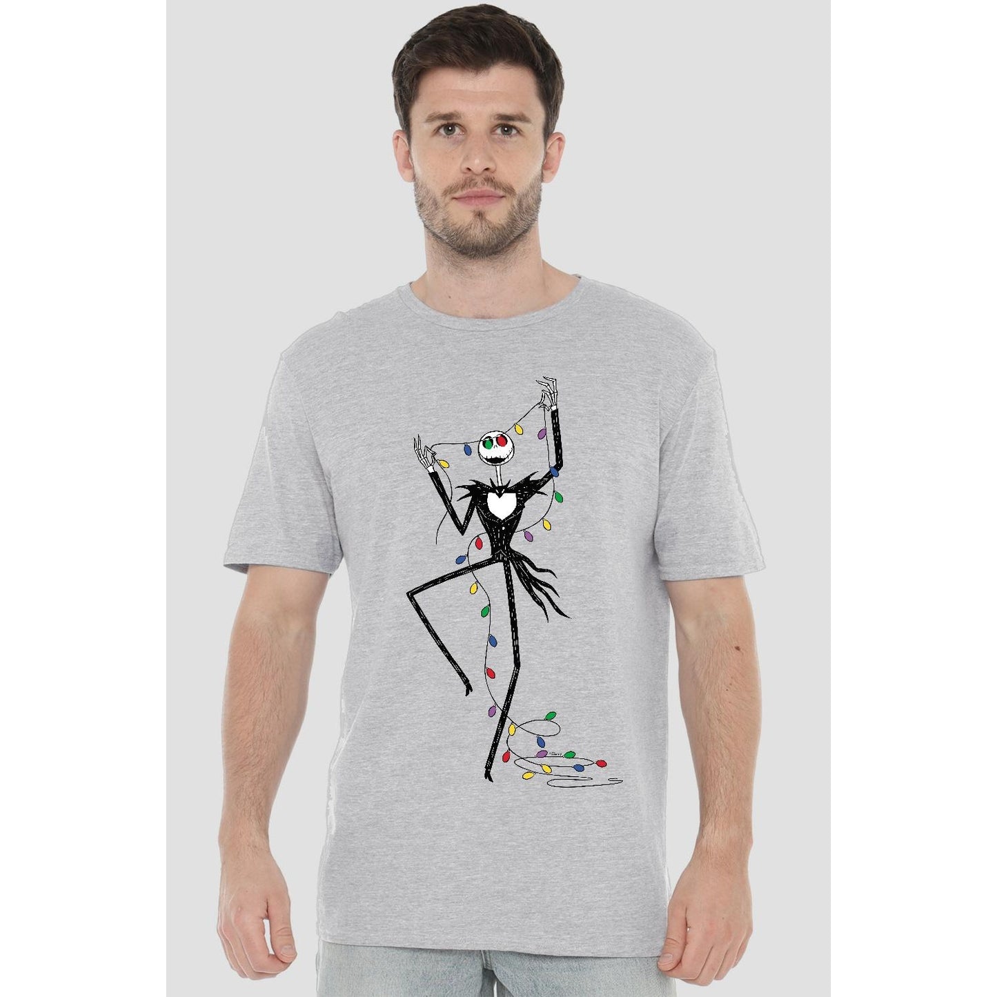 Sport Heather - Side - The Nightmare Before Christmas Mens Jack Fairy Lights T-Shirt