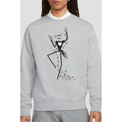 Sport Heather - Back - The Nightmare Before Christmas Unisex Adult Jack Fairy Lights Sweatshirt