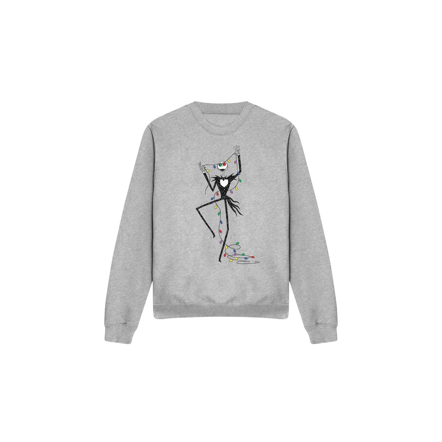 Sport Heather - Front - The Nightmare Before Christmas Unisex Adult Jack Fairy Lights Sweatshirt