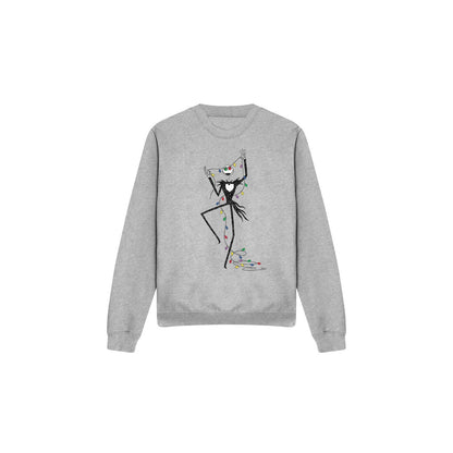 Sport Heather - Front - The Nightmare Before Christmas Unisex Adult Jack Fairy Lights Sweatshirt