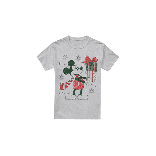 Sport Heather - Front - Disney Mens Mickey Mouse Present Christmas T-Shirt
