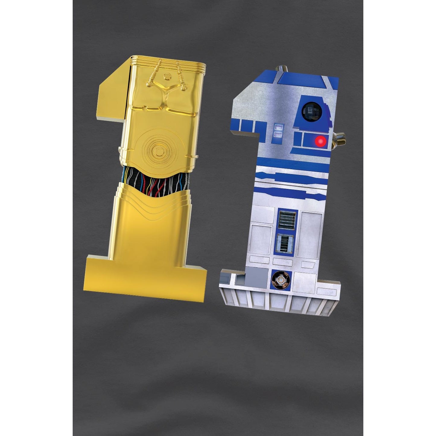 Charcoal - Side - Star Wars Childrens-Kids 11 C3PO R2-D2 T-Shirt