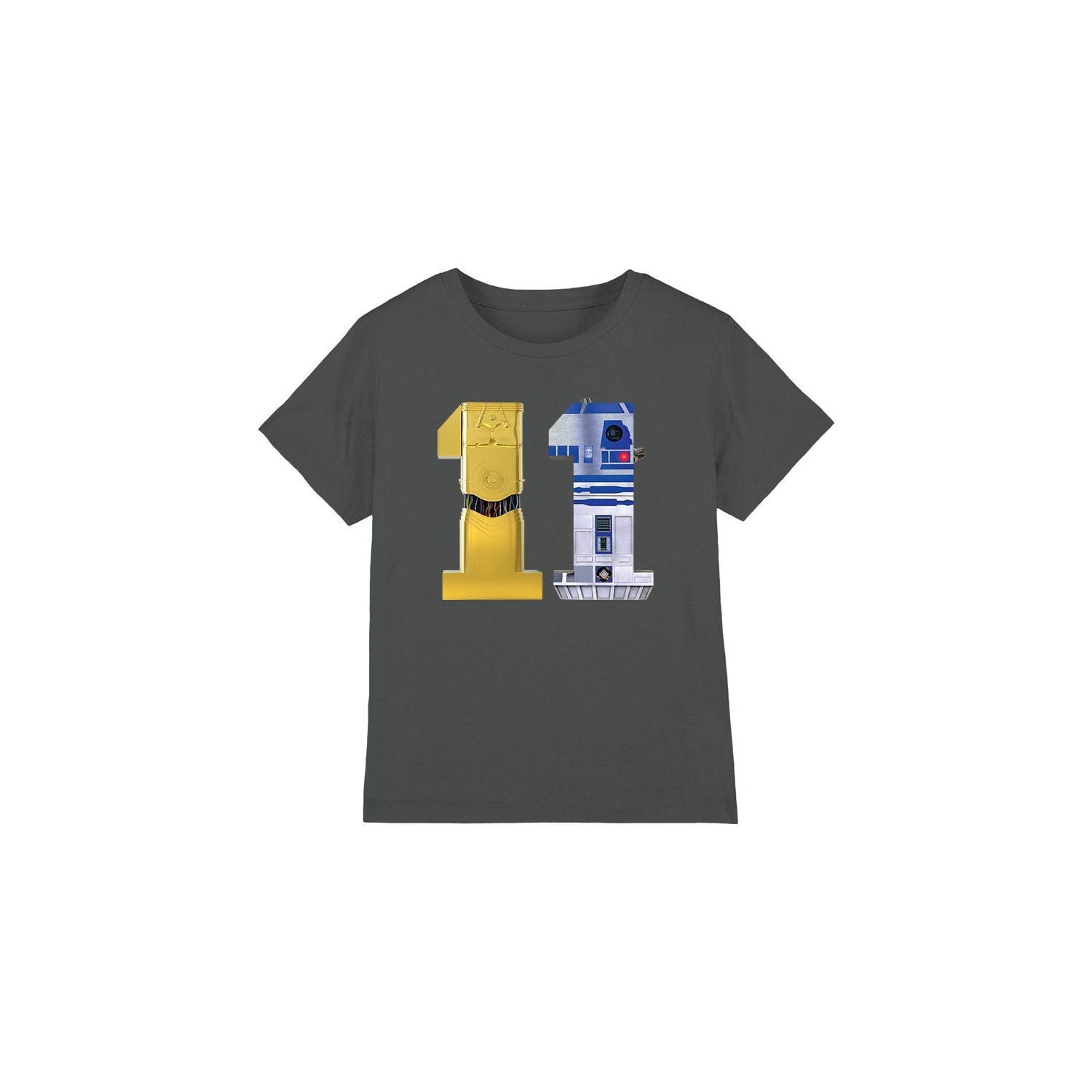 Charcoal - Front - Star Wars Childrens-Kids 11 C3PO R2-D2 T-Shirt