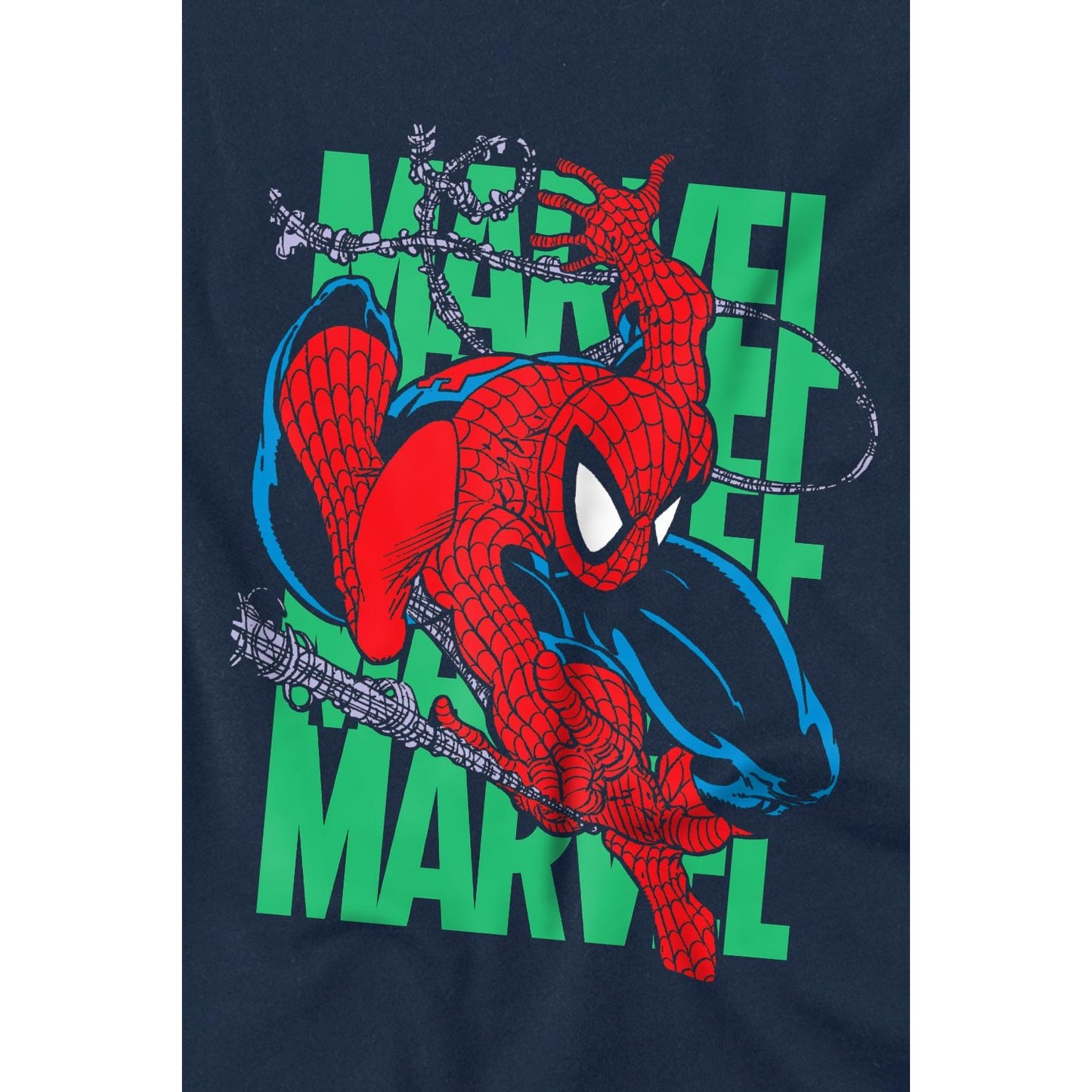 Navy - Side - Spider-Man Childrens-Kids Wall Crawling T-Shirt