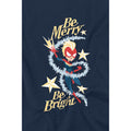 Navy - Lifestyle - Captain Marvel Childrens-Kids Be Merry Be Bright T-Shirt