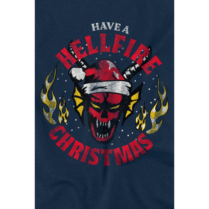 Navy - Side - Stranger Things Unisex Adult Hellfire Christmas T-Shirt
