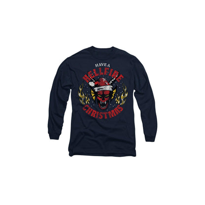 Navy - Front - Stranger Things Unisex Adult Hellfire Christmas T-Shirt