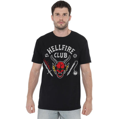 Black - Lifestyle - Stranger Things Mens Hellfire Club Inverted T-Shirt