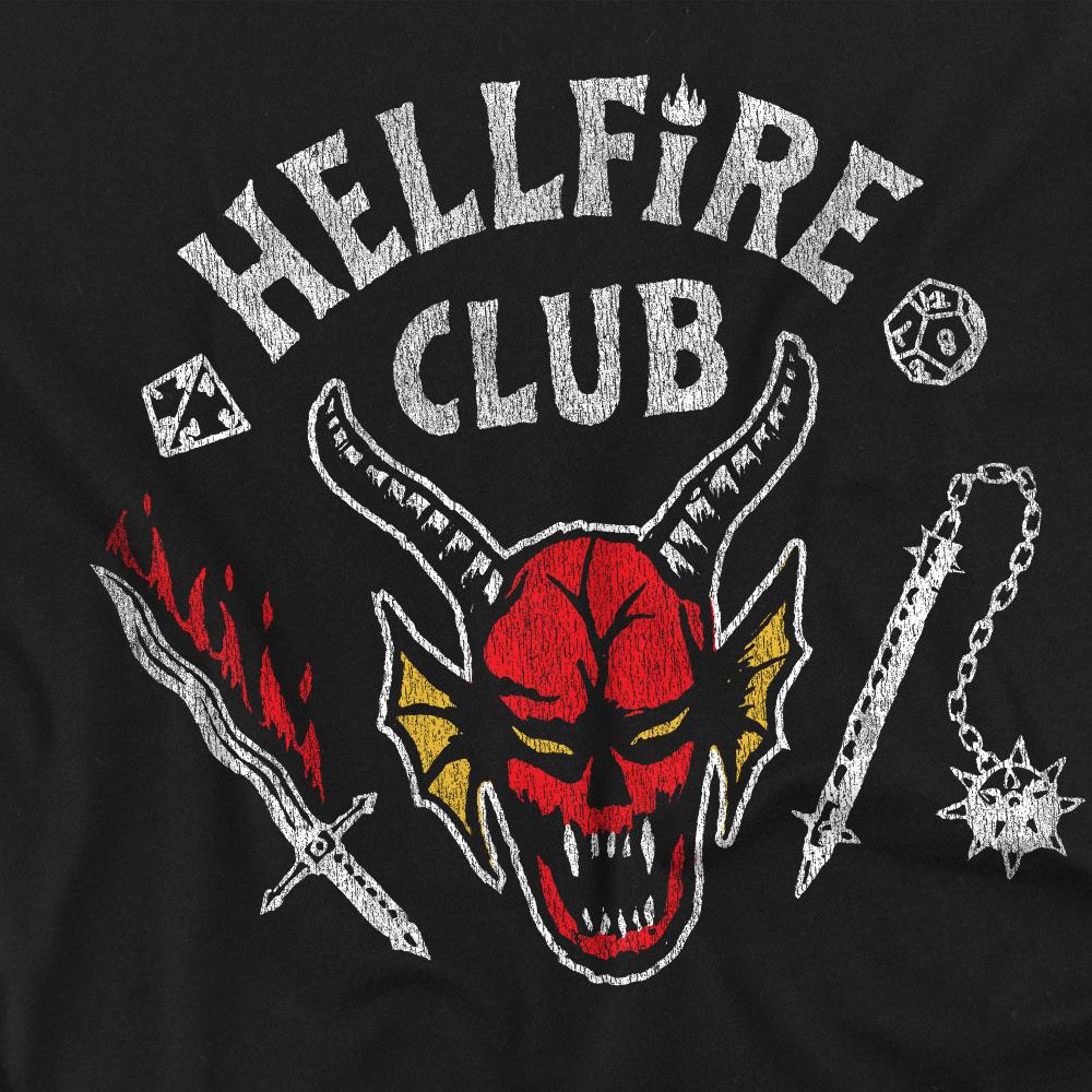Black - Side - Stranger Things Mens Hellfire Club Inverted T-Shirt