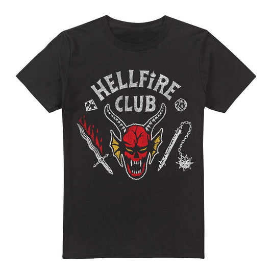 Black - Front - Stranger Things Mens Hellfire Club Inverted T-Shirt