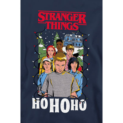 Navy - Side - Stranger Things Unisex Adult Ho Ho Ho Group Shot Sweatshirt