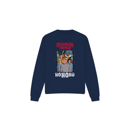 Navy - Front - Stranger Things Unisex Adult Ho Ho Ho Group Shot Sweatshirt