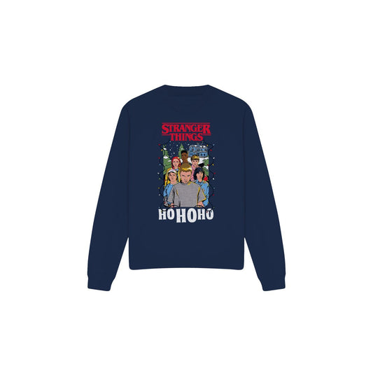 Navy - Front - Stranger Things Unisex Adult Ho Ho Ho Group Shot Sweatshirt