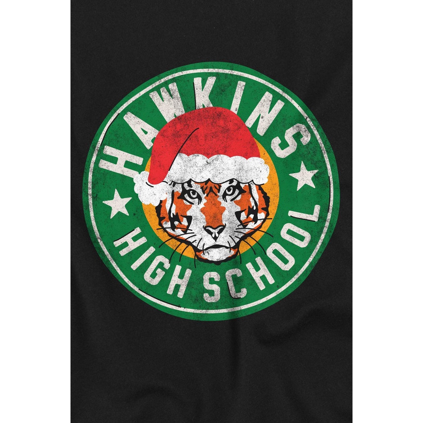 Black - Side - Stranger Things Unisex Adult Hawkins High School Christmas Logo T-Shirt