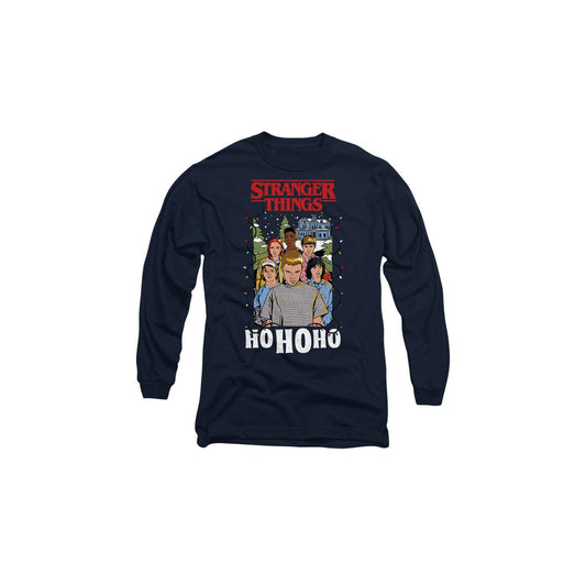 Navy - Front - Stranger Things Unisex Adult Ho Ho Ho Group Shot T-Shirt