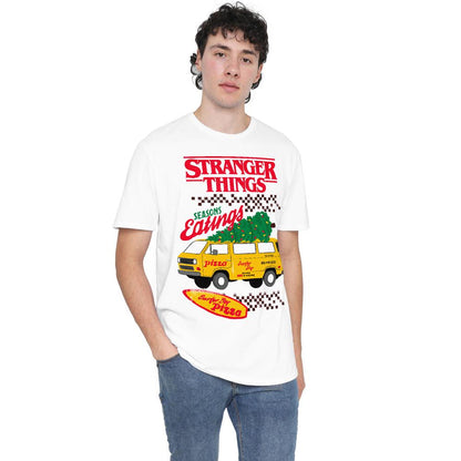 White - Lifestyle - Stranger Things Mens Seasons Eatings Pizza Van T-Shirt