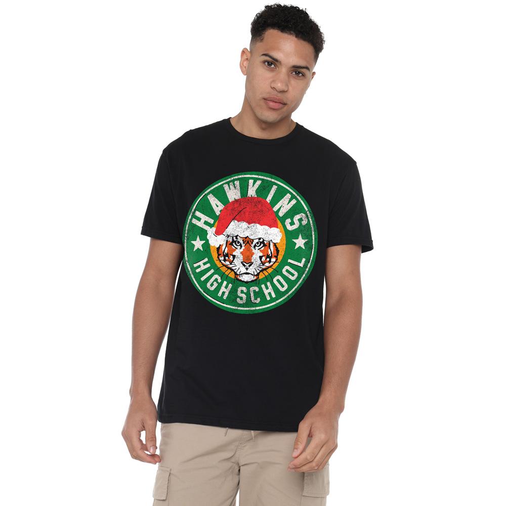 Black - Lifestyle - Stranger Things Mens Hawkins High School Christmas Logo T-Shirt